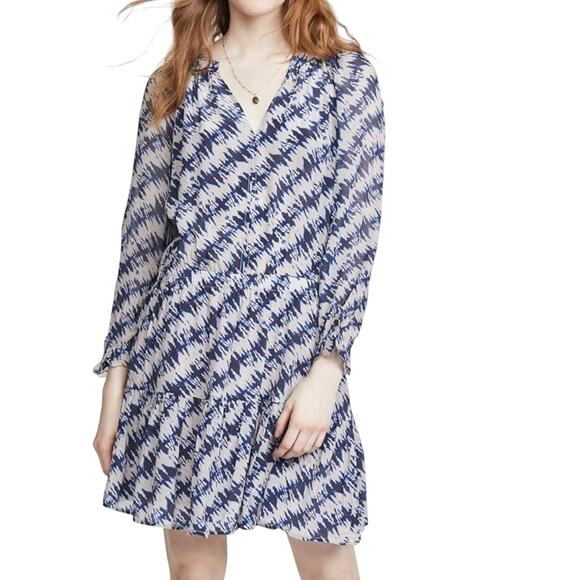 Velvet by Graham & Spencer Leah Blue Tie Dye Long Sleeve Peasant Dress Size M - Picture 3 of 15